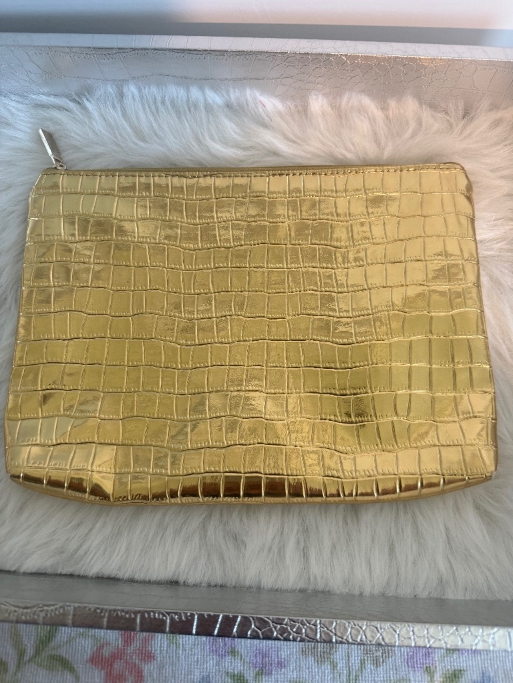 Loft Gold Makeup Jewelry Bag Pouch